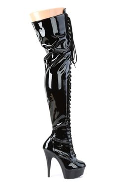 6" Lace-Up Stretch PF Thigh Boot, Side ZiHEEL/PLATFORM : 6" Heel, 1 3/4" PFFIT GUIDE : True to sizeVEGAN : Yes Gothic Knee-high Heeled Boots For Party, Black High-cut Knee-high Boots For Party, Gothic Knee-high High Heel Boots, Gothic Thigh High Boots For Party, Gothic Thigh-high Boots For Party, Gothic Fitted Knee-high Boots For Parties, Fitted Gothic Knee-high Boots For Party, Gothic Fitted Knee-high Party Boots, Black Thigh High Heeled Boots For Club