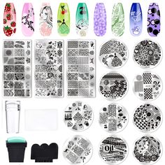 PRICES MAY VARY. All IN ONE KIT- This Nail Stamping Plates Kit includes 10 pieces different round nail plates + 3pcs rectangle nail plates + 2pcs Nail art stampers + 2pcs Nail art stamping scraper. It can meet your daily needs. DURABLE MATERIA- The plate is made of 304 high quality stainless steal which ensure the high quality of the product. The plates are deep enough to hold polish to transfer onto the stamp for a beautiful stamping result. MULTIPLE PATTERN- Stamping plates designed by Biutee Nail Stamp Kit, Instagram Username Ideas, Nail Art Stamping, Nail Art Stamping Plates, Nail Stamper, Pattern Stamping, Nail Stamping Plates, Round Nails, Nail Plate