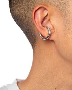 One piece. Made in Germany. A more narrow version of the BOLD earcuff in two sizes. No need to be pierced. Choose between a smaller (No2) or a bigger inner diameter size (No3) 925 sterling silver No3 has an outside diameter of 24mm and a thickness of 4mm