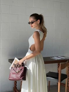 LIZAKOSHT - Elegant Backless Women White Sleeveless Midi Dress Fashion Slim O-neck Pleated Hem A-line Dresses Summer Female Chic Party Robes Evening Party Gowns, Chic Party, A Line Dresses, Sleeveless Midi Dress, Elegant Dresses For Women, Dresses Summer, Style Streetwear, White Sleeveless, Party Gowns