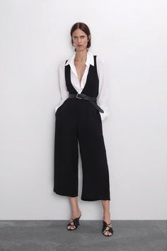 ZARA - Female - Jumpsuit with buttoned straps - Black - S Chique Outfit, Long Jumpsuits, Chic Outfit, Mode Inspo, Work Fashion, Dandy, Outfits Casuales, Look Fashion, Classy Outfits