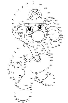 Hard Dot To Dot, Oppgaver For Barn, Mario Day, Dot To Dot Printables, Super Mario Coloring Pages, Dots Free, Dot Worksheets