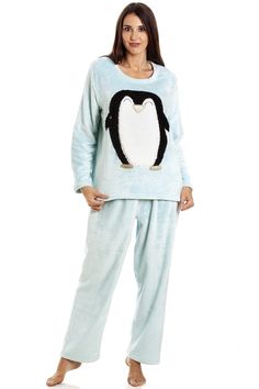 Treat yourself to some new cosy nightwear this winter. Snuggle up in this super cute penguin character Pyjama Set. Shipped From A Small UK Business Made From 100% Supersoft Polyester Cozy Crew Neck Winter Sleepwear, Cozy Winter Crew Neck Sleepwear, Winter Sleepover Sleepwear With Crew Neck, Winter Cartoon Print Sleepwear, Snug Long Sleeve Sleepwear For Bedtime, Penguin Character, Cute Penguin, Fleece Pajamas, Women Nightwear