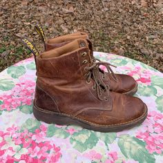 Vintage Dr Martens Doc Martens Brown Leather Distressed Boots Size 12m. In Great Condition- Has Some Wear. Shaft Height Approx 7”. Have Been Cleaned With Dr Martens Wonder Balsam. Spring Boots With Leather Lining And Round Toe, Rugged Round Toe Boots For Spring, Rugged Boots With Round Toe For Spring, Spring Rugged Round Toe Boots, Rugged Fitted Moto Boots With Round Toe, Fitted Rugged Moto Boots With Round Toe, Vintage Leather Boots For Spring, Casual Fitted Leather Moto Boots, Distressed Brown Moto Boots With Round Toe