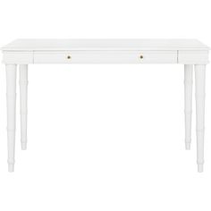 a white table with two drawers on one side and an open drawer on the other