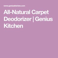 the all natural carpet deodorizer / genius kitchen logo on a purple background