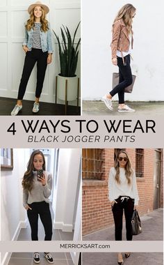 Aug 31, 2020 - These cute black jogger outfits will give you inspiration to wear your black joggers. Also I'm sharing my current favorite jogger pants! Outfits Joggers, Outfit Jogger, Black Joggers Outfit, Jogger Outfits, Dresses Images, Jogger Leggings, Jogger Outfit, Hippie Garden, Jogger Pants Outfit