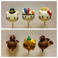 hello kitty lollipops with hats on them