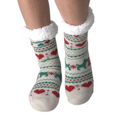 Winter Cheer Sherpa Slipper Socks | Women | Oooh Yeah! Non-slip Winter Socks, Cozy Non-slip Winter Slippers, Snug Non-slip Winter Socks, Cozy Non-slip Socks For Indoor Use, Cozy Non-slip Indoor Socks, Heated Slippers, House Cozy, Holiday Slippers, Christmas Slippers