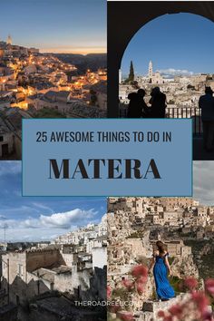 Collage of Matera with scenic views of cityscape, historic buildings, and tourists enjoying the sights. Italy Bucket List, Cave Hotel, Limestone Rock, Visit Santa