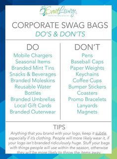 the ultimate guide to corporate swag bags do's and don'ts info