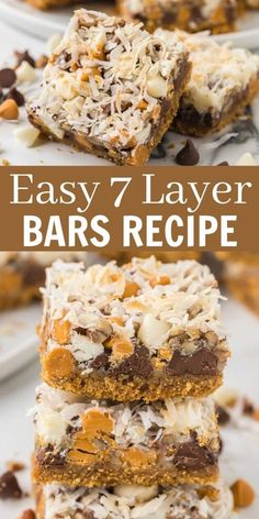 easy 7 layer bars recipe with chocolate and coconut