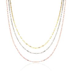 Ross-Simons - 14kt Tri-Colored Gold Three-Strand Mariner-Link Necklace. 18". This tri-tone cascade offers an instantly layered look. The necklace drapes three 1.6mm mariner-link chains in 14kt yellow, white, and rose gold. Includes a 2" extender and a lobster clasp. 14kt tri-colored gold three-strand mariner-link necklace. Circle Charm Necklace, Diamond Ring Cuts, Star And Moon Necklace, Opal Drop Earrings, Cuban Link Necklace, Gold Elephant, Elephant Bracelet, Yellow Gold Bangle, Gold Rope Chains