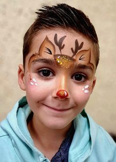 Christmas Face Painting Reindeer, Christmas Lights Face Paint, Quick Christmas Face Painting, Easy Face Painting Ideas For Kids Christmas, Holiday Face Painting For Kids, Frozen Face Paint Easy, Kids Christmas Face Paint, Xmas Face Paint, Simple Christmas Face Painting For Kids