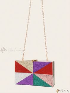 Bird in Bag - Multi-Colored Geometric Clutch Set: Acrylic Womens Wallet and Handbag, Perfect for Evening Parties and Crossbody Wear Trendy Rectangular Wallets For Parties, Formal Multicolor Square Bag, Multicolor Shoulder Bag Clutch For Party, Multicolor Evening Clutch With Removable Pouch, Rectangular Party Wallets, Multicolor Crossbody Clutch For Party, Square Clutch With Removable Pouch For Party, Multicolor Rectangular Shoulder Bag For Evening, Multicolor Square Shoulder Bag For Evening