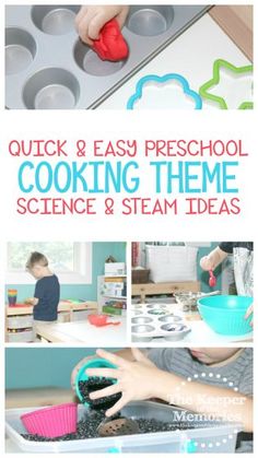 kids are cooking and playing in the kitchen with some food on trays, while another child