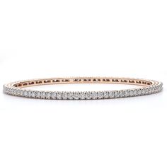 3 1/4 Ct. T.W. Lab-Grown Diamond 18K Rose Gold Bangle 18k Gold Bangle, Diamond Facts, White Diamond Necklace, White Gold Bangle, White Diamond Earrings, Rose Gold Bangle, White Lab, White Diamond Ring, Bracelet Design