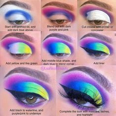 Bright Eyeshadow Looks, Colorful Eye Makeup Tutorial, Colourful Eyeshadow, Makeup 2024, 2022 Makeup, Everyday Eyeshadow, Fantasy Make-up, Ball Makeup