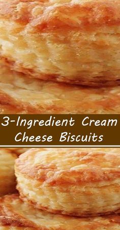 three ingredient cream cheese biscuits stacked on top of each other