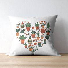 Bring a touch of nature to your home with this Scandinavian-style garden-heart pillow. Featuring a delicate design of plants, birds, and gardening tools, it's the perfect accent for garden-themed living spaces, bedrooms, or cozy nooks. A great gift for plant lovers, garden enthusiasts, and those who appreciate botanical decor. Perfect for adding a touch of nature-inspired charm to your home or garden seating area.