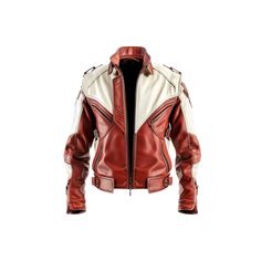 Made to order from 100% genuine leather, this white and red jacket is perfect for the biker who wants a stylish and functional piece of outerwear. The jacket features a classic racing style with a asymmetrical zip closure, and epaulettes on the shoulders. The interior is lined with a soft and comfortable satin lining. Features: Made from 100% genuine leather Asymmetrical zip closure Epaulettes on the shoulders Satin lining Two zippered pockets on the front One zippered pocket on the sleeve Two i Red Leather Motorcycling Jacket, White Moto Leather Jacket For Streetwear, White Leather Biker Jacket For Streetwear, Red Leather Motorcycle Jacket, White Moto Leather Jacket, White Moto Leather Jacket For Winter, White Leather Moto Outerwear, Winter White Leather Biker Jacket, White Biker Jacket For Winter Events