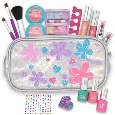 Our Pretend Makeup Deluxe Kit includes a total of 18 pieces of realistic makeup accessories. A makeup bag, 2 glitter lip glosses, 3 nail polishes, 2 lipsticks, 2 eye shadows (total of 6 colors), 3 makeup brushes, a face powder compact, a blush compact, a heart-shaped nail file, a sheet (142 counts) skin-safe jewels, and a toe separator. Super value pack for girls makeup pretend play. Perfect for birthday parties, fake makeup party favors, cosplay, kids playing pretend to play in a beauty salon, Girl Toys Age 8, Makeup For Kids, Fake Makeup, Pretend Makeup, Makeup Kit For Kids, Play Makeup, Jewelry Box Makeover, Princess Toys, Kids Mask