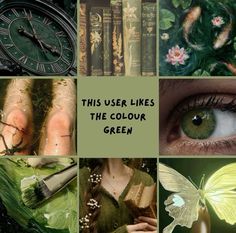 a collage of different pictures with the words, this user likes the color green