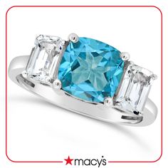 in stock Paraiba Tourmaline Engagement Ring, Tourmaline Engagement Ring, Paraiba Tourmaline, Right Hand Rings, Topaz Stone, Blue Rings, White Topaz, Cushion Cut, Gemstone Ring