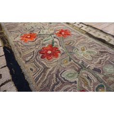 Early 20th Century American Hooked Rug | Chairish Punch Rug, Rug Hooking Patterns Primitive, Hooked Rugs Primitive, Rug Hooking Designs, Rug Hooking Patterns, Hooked Rug, Penny Rugs, Hooked Rugs, Wool Applique