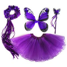 the purple butterfly costume is ready to be worn