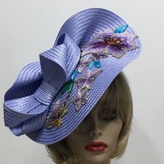 Lavender Derby Fascinator, Horse Race Hat, Kentucky Derby Hat, Races Fascinator, Rose Church Hat, Tea Party Hat, Wedding Guest Hat This elegant summer hat is perfect to wear to a Garden Party, Wedding Guest, Showers, Beach Wedding, Graduation, Church or Races. This hat is a Lavender Fascinator featuring a Multi Lavender embroidered accent piece with a matching 1" satin covered headband. Hats and accessories are not returnable. Please review our shop policies section if you have any questions, thank you. This hat for women ships free First Class Mail within one day. All hats are ready to ship in a perfectly sized box for the hat. Not folded.  When not wearing your hat you can display it on a dresser, bed corner, or anywhere to enjoy it. Each piece is uniquely made one at a time with much th Lavender Adjustable Hat For Kentucky Derby, Adjustable Lavender Hat For Kentucky Derby, Lavender Fitted Hat With Curved Brim, Lavender Headpiece For Kentucky Derby Party, Summer Church Costume Hat With Pinched Crown, Handmade Flower Costume Hats For Summer Party, Elegant Lavender Fascinator For Spring, Lavender Adjustable Mini Hat For Kentucky Derby, Summer Party Costume Hats With Handmade Flowers