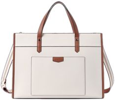 White Laptop Bag With Sleeve For Travel, White Rectangular Laptop Bag, Chic White Satchel For Business, White Rectangular Laptop Bag For Daily Use, White Large Capacity Satchel Laptop Bag, Large Rectangular Shoulder Bag For Office, White Leather Handles Shoulder Bag For Business, White Double Handle Shoulder Bag For Business, White Tote Shoulder Bag For Business