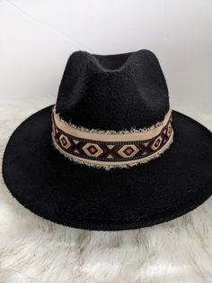 "Southwestern Hat Band.  Customize your favorite Western Hat, Fedora, Wide Brim Hat or Cowboy Hat by adding a hat band for a custom look. Layer the Chiffon Ribbon and  Adjustable Band and you have a beautiful custom hat! Looking for a hat Pin, See other listings and add a custom hat pin. Hat Band : Band comes 22\" long with adjustable stopper and extended cord for easy adjusting.   Chiffon Ribbon: Ribbon comes 30\" long . You can just slip it on to your hat and tie in a knot off the back- the ph Black Western Sun Hat For Festivals, Black Bohemian Felt Hat For Western-themed Events, Black Western Style Sun Hat For Festivals, Black Western Style Festival Sun Hat, Southwestern Fedora Sun Hat For Western-themed Events, Southwestern Black Hat Bands For Country Events, Bohemian Black Hat Bands For Ranch, Southwestern Black Hat With Short Brim, Black Bohemian Wide Brim Hat