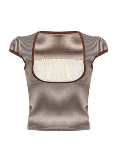 ⚡️Free Shipping 2022 Patchwork Striped Short Sleeve Crop Top Brown S under $17.00 in Tops&Tees at AnotherChill.com Online. Style: Casual/Street/Sweet/Vintage/Preppy/Punk/Y2K/Sexy. Fabric Content: Polyester, Spandex. Fit Type: Slim fit. Neckline: Square Neck. Sleeve Length: Short Sleeve. : Shaped to a slightly crop length, features patchwork ruched design at chest, and has short tank sleeves style.. ✓2022 SUMMER OUTFITS. Check reviews and buy Patchwork Striped Short Sleeve Crop Top today. Indie Aesthetic Outfits, Patchwork Crop Top, Crop Cami Top, Vintage Preppy, Short Sleeve Crop Top, Striped Short, Ruffle Shorts, Short Sleeve Cropped Top, Vintage Casual