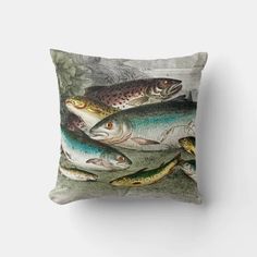 a pillow with fish on it