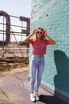 Stunning crochet top is a vibrant mix of orange and purple, perfect for adding a pop of color to your outfit. It has short sleeves and a slightly cropped length, making it a great option for pairing with high-waisted bottoms. Perfect for spring/summer outfit! Our models wear the Light Blue Hunter Jeans Sizes: S-M / M-L S-M: Length 18.12 in - Width 16.93 in M-L: Length 18.51 in - Width 18.12 in Contexture: 100% cotton Washing: handwash only Clothes Europe, Parisian Women, Spring Summer Outfits, Orange And Purple, Summer Outfit, Crochet Top, Color Pop, Summer Outfits, Light Blue