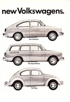 an old advertisement for the new volkswagens from 1950 to present in its original owners manual