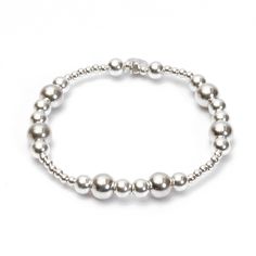 Bali Ball Bracelet - good charma Nickel-free Classic Sterling Silver Bracelet For Everyday, Spiritual Silver Beads Bracelets For Everyday, Minimalist Silver Round Pearl Bracelet, Minimalist Silver Pearl Bracelet, Adjustable White Gold Beaded Bracelets, Adjustable White Gold Beaded Bracelet, Classic Adjustable Stretch Bracelet With Silver Beads, Silver Stackable Bracelet With Round Beads, Silver Stackable Pearl Bracelet Gift