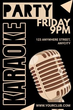 the karaoke party poster with an old microphone