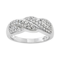 Adorned from end to end with dazzling round-cut diamonds, this 10k gold twist ring lends a touch of elegance to your look. Adorned from end to end with dazzling round-cut diamonds, this 10k gold twist ring lends a touch of elegance to your look. Width: 6.8 mm Metal: 10k white gold Finish: polished Packaging: boxedDIAMOND DETAILS Total weight: 1/4 ct. Setting: prong Shape: round Gemstones may have been treated to enhance their appearance. Special care may be required. Please visit our Gemstone Tr Modern Twist White Diamond Ring For Anniversary, Modern Twist Cubic Zirconia Diamond White Ring, Modern Diamond Ring With Diamond Accents, Modern White Gold Diamond Ring With Cubic Zirconia, Modern Twist White Gold Diamond Ring With Cubic Zirconia, Modern Twisted Diamond Ring With Accents For Anniversary, Modern Twist Promise Ring With Diamond Accents, Modern Twist Diamond Ring With Accents For Anniversary, Modern Twist Diamond Cut Round Ring