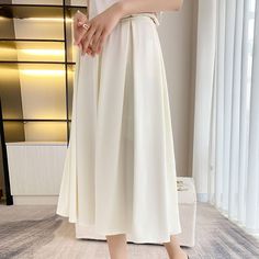 Material: silk
 	Waist: high-Waist
 	Light Blue Silk Satin Pleated Long Dress,
 	high waist mid-length knee-length dress





Size/cm


Length 


Fit Weight




M


78


40-50kg




L


79


50-59kg




XL


80


55-65kg





 	The above size is manually measured by “tiling-stretching”, there may be an error of 1-3CM!
The size is for reference only, please choose according to your own size.
 	It is recommended to wash by hand in cold water, not soaking, and avoid mixing dark and light clothes Spring Summer Dress, Mid Length, Knee Length Dress, Silk Satin, Summer Women, Knee Length, Light In The Dark, Long Dress, Dress Skirt