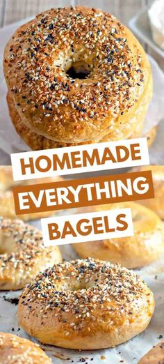 homemade everything bagels with poppy seed sprinkles on top and in the middle