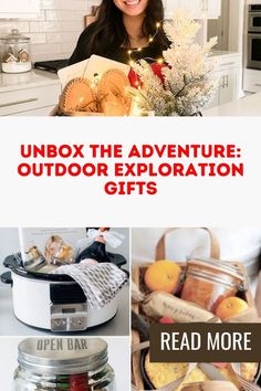 an advertisement with the words,'unbox the adventure outdoor expedition gifts read more '