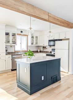 an island in the middle of a kitchen