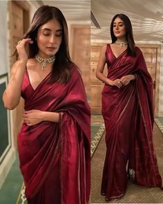 Diwali Saare Look, Suits Ideas For Woman, Diwali Saree Outfit, Diwali Outfits Saree, Diwali Saree Look Traditional, One Pic Dress, Dress Back Design, Red Sari, Saree Blouse Styles