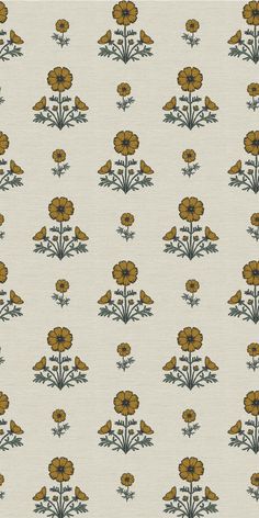 an image of a flower pattern on a white wallpaper with brown and blue flowers