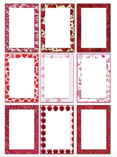 six different frames with hearts on them and one has a blank space in the middle