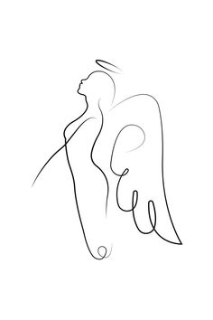 the outline of an angel is shown in black and white