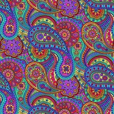 an image of colorful paisley print fabric