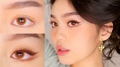 Best Eyeliner For Downturned Eyes, How To Make Asian Eyes Look Bigger, Makeup For Hooded Asian Eyes, Korean Hooded Eye Makeup, Eyeliner For Asian Hooded Eyes, Makeup Looks Asian Eyes, Eyelift Makeup, Asian Makeup Looks Hooded Eyes, Jessica Vu Makeup